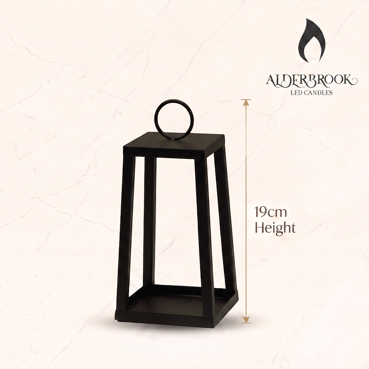 19CM Black Metal Tapered Lantern