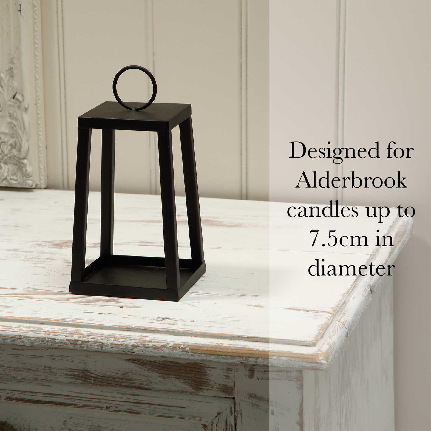 19CM Black Metal Tapered Lantern