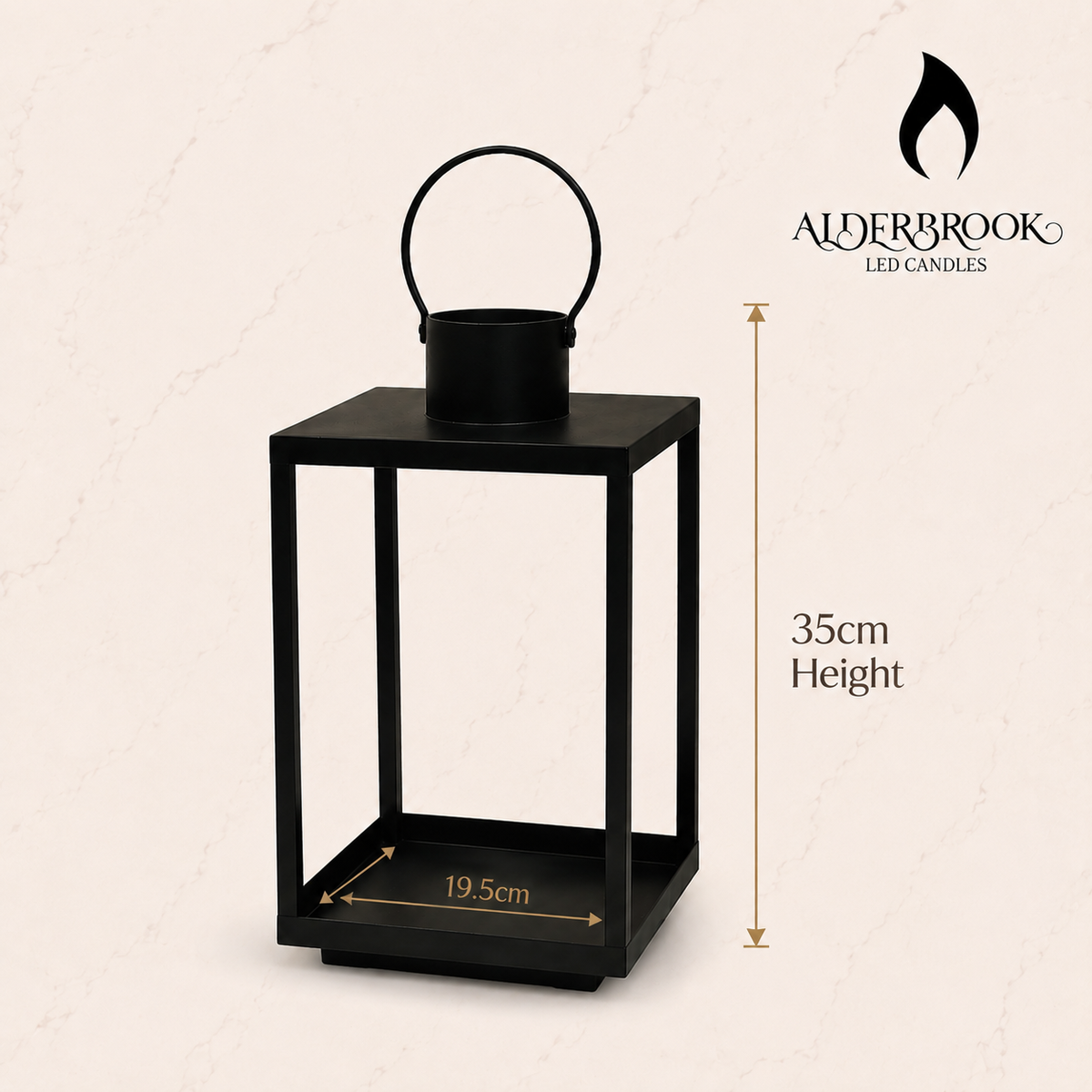 35CM Black Metal Box Lantern