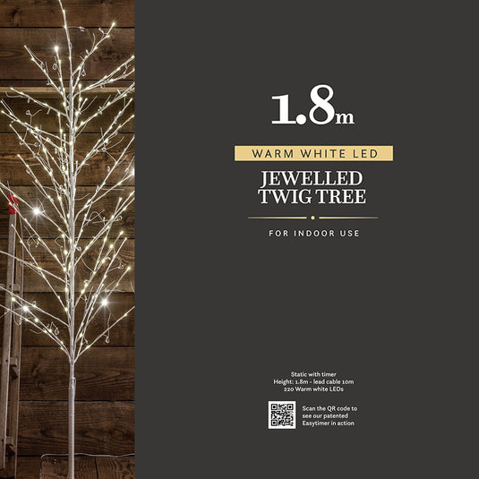1.8m Warm White Jewelled Twig Tree - 220 LEDs