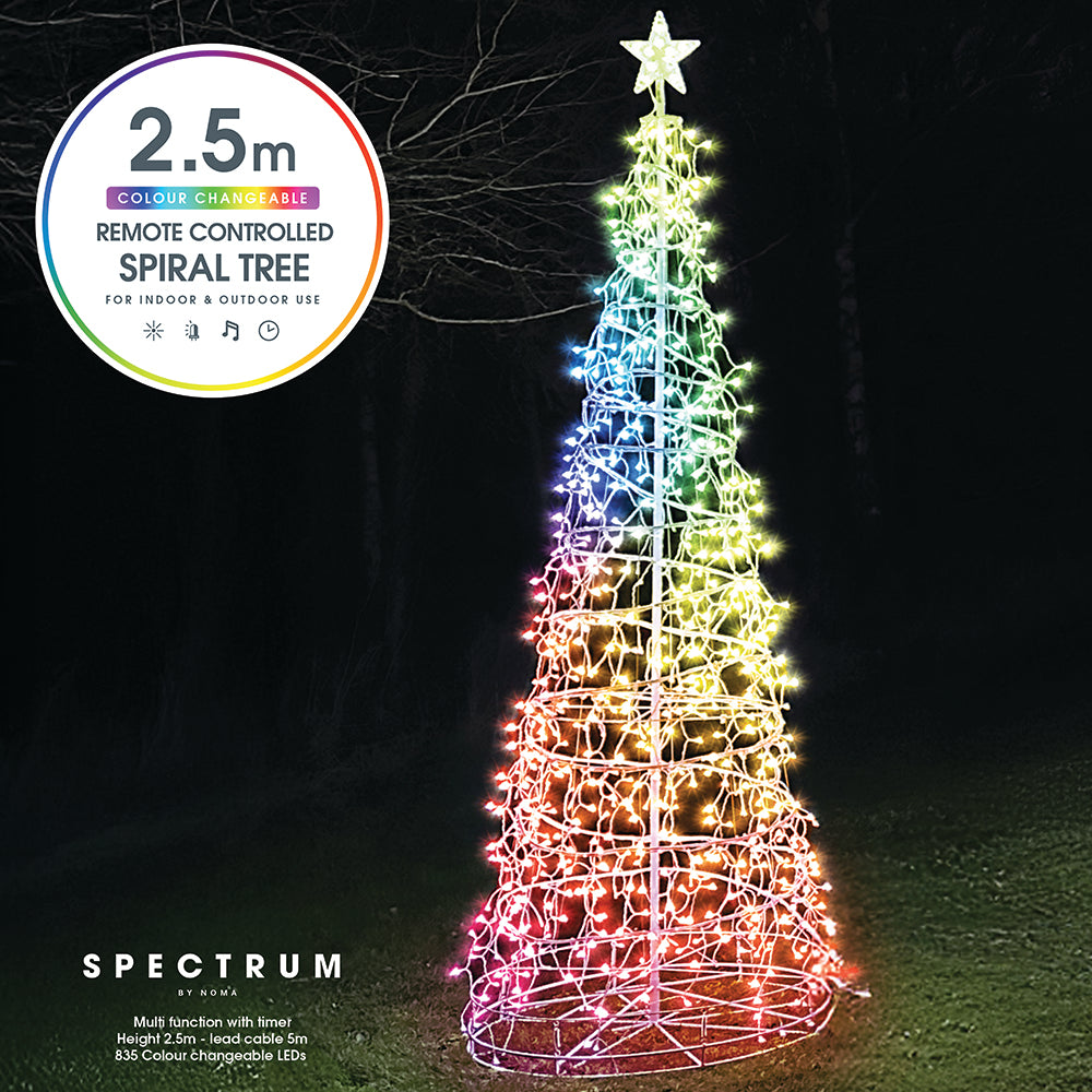 Spirca Tree 2.5M Spectrum Digital Remote Control Icicle Spiral Tree - NOMA