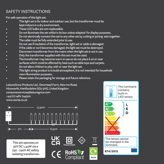 120 Warm White Multifunction String Lights With Green Cable
