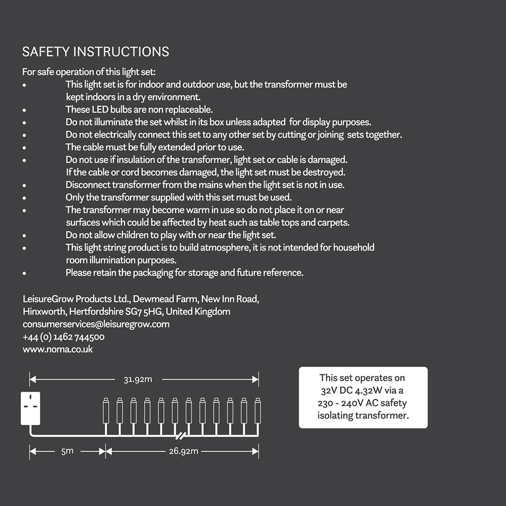 360 Warm White Multifunction String Lights with Green Cable