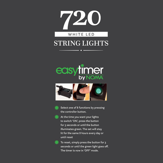 720 White Multifunction String Lights with Green Cable