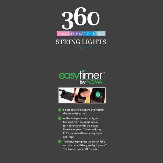 360 Pastel Multifunction String Lights with Green Cable