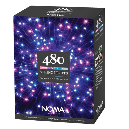 480 Pastel Multifunction String Lights with Green Cable