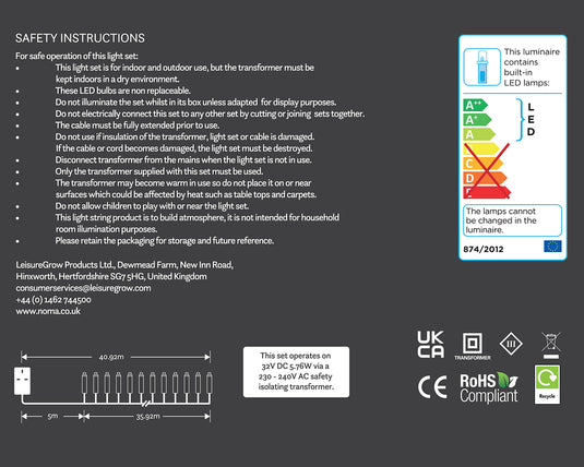 480 Antique White Multifunction String Lights with Green Cable