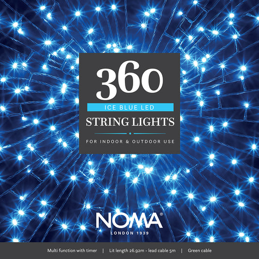 360 Ice Blue Multifunction String Lights with Green Cable