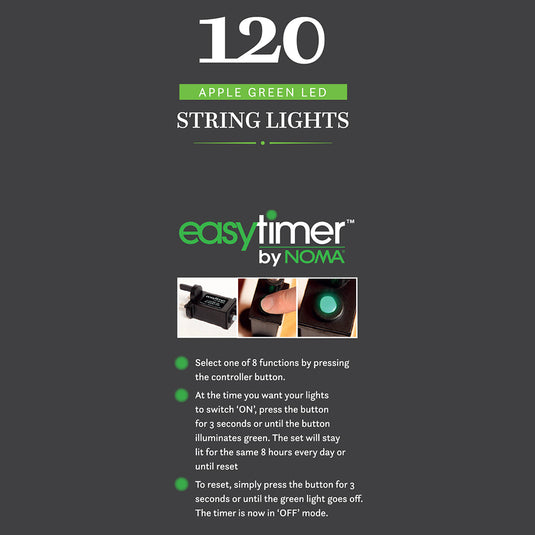 120 Green Multifunction String Lights With Green Cable