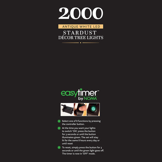 2000 Stardust Random Twinkling Décor Tree Lights with Black Cable