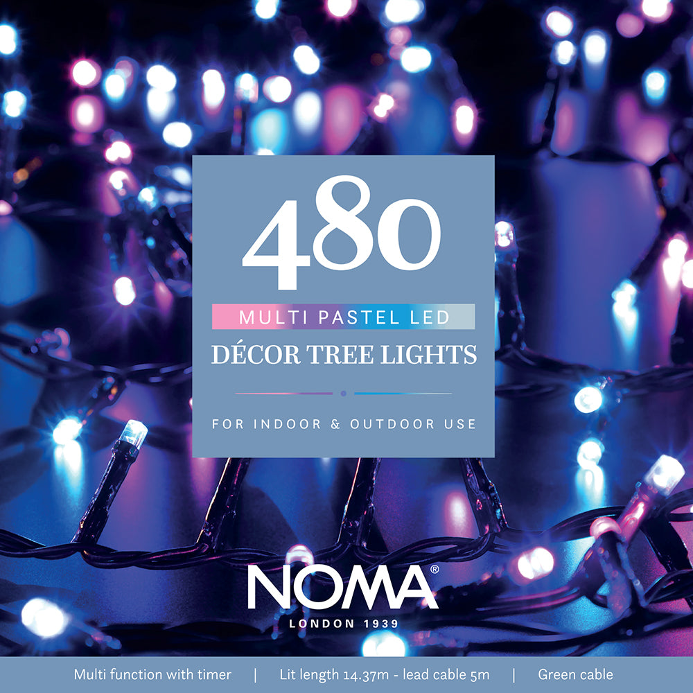 480 Pastel Multifunction Décor Tree Lights with Green Cable