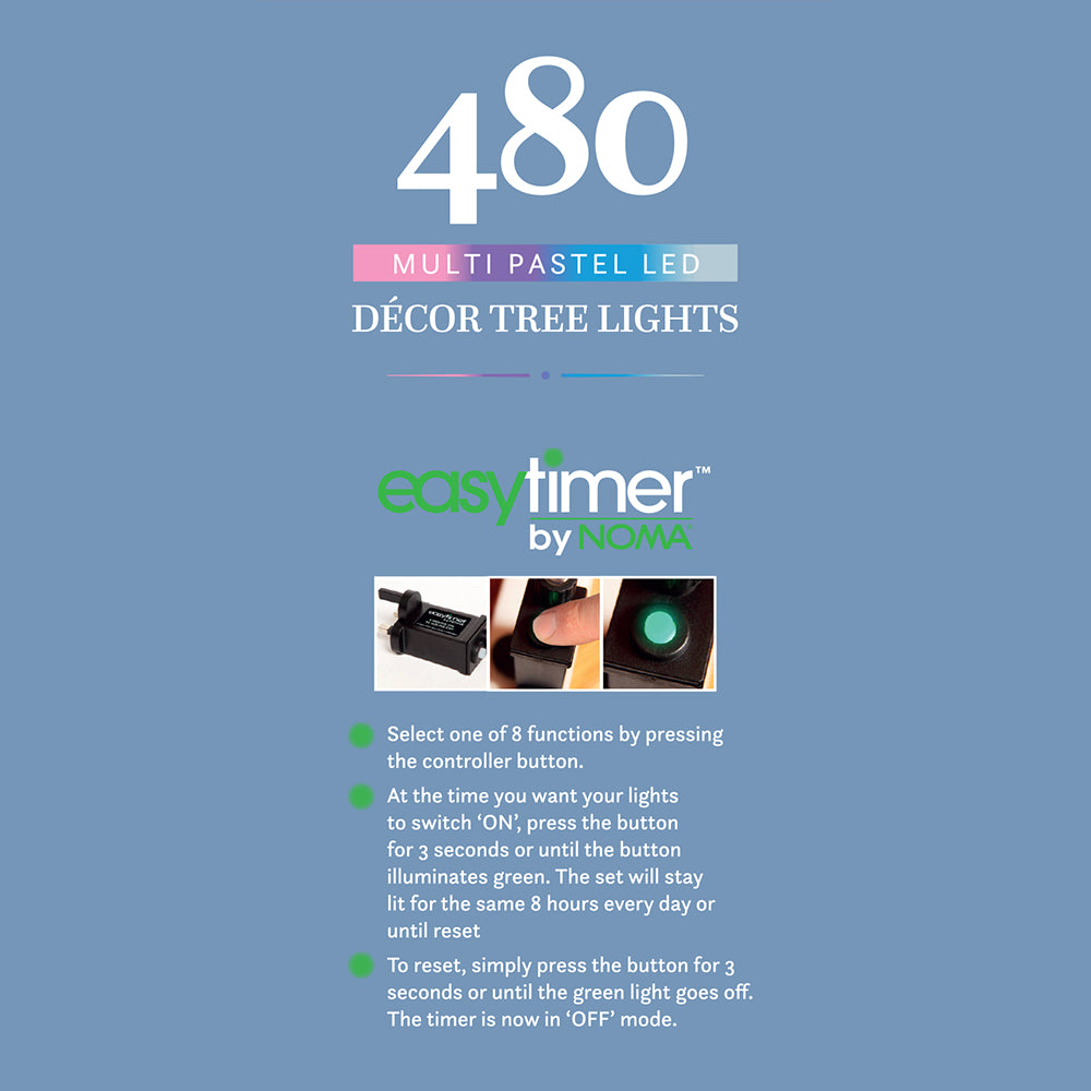 480 Pastel Multifunction Décor Tree Lights with Green Cable