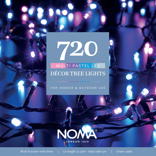 720 Pastel Multifunction Décor Tree Lights with Green Cable