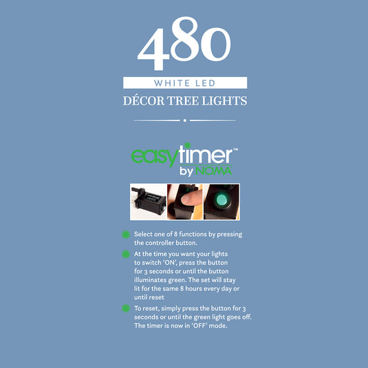 480 White Multifunction Décor Tree Lights with Green Cable