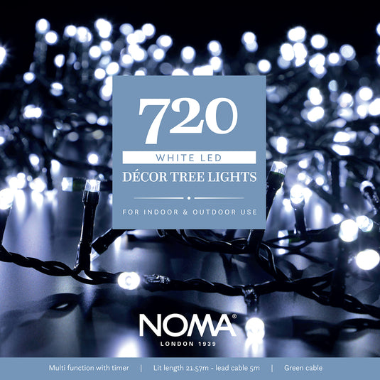 720 White Multifunction Décor Tree Lights with Green Cable