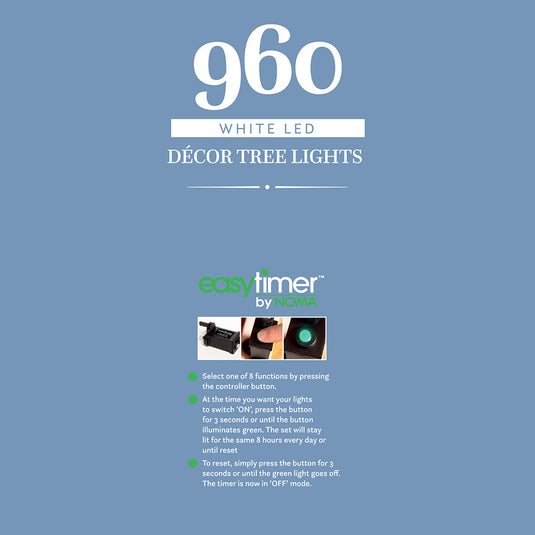 960 White Multifunction Décor Tree Lights with Green Cable