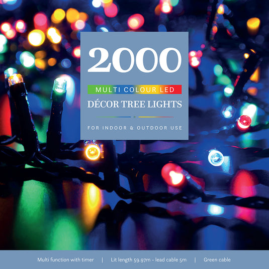 2000 Multicolour Multifunction Décor Tree Lights With Green Cable