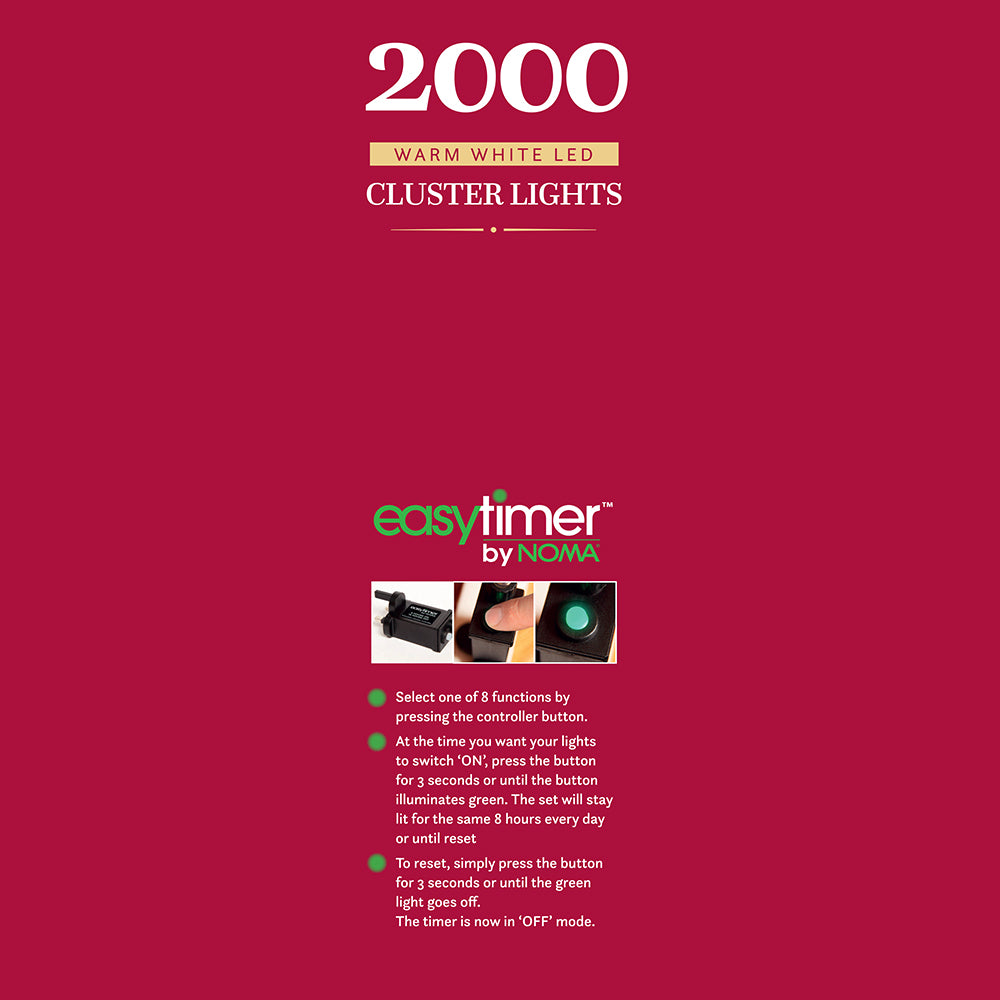 2000 Warm White Multifunction Cluster Lights With Green Cable
