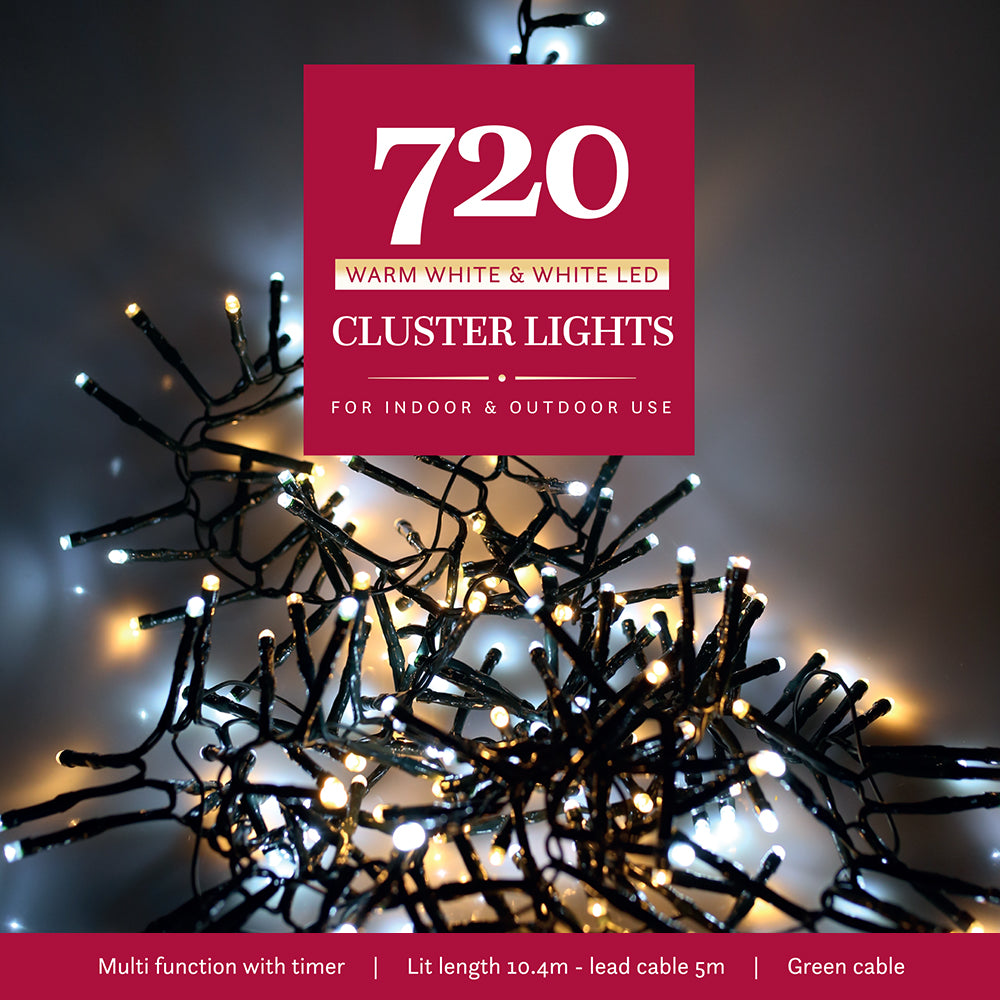 720 White/Warm White Multifunction Cluster Lights with Green Cable