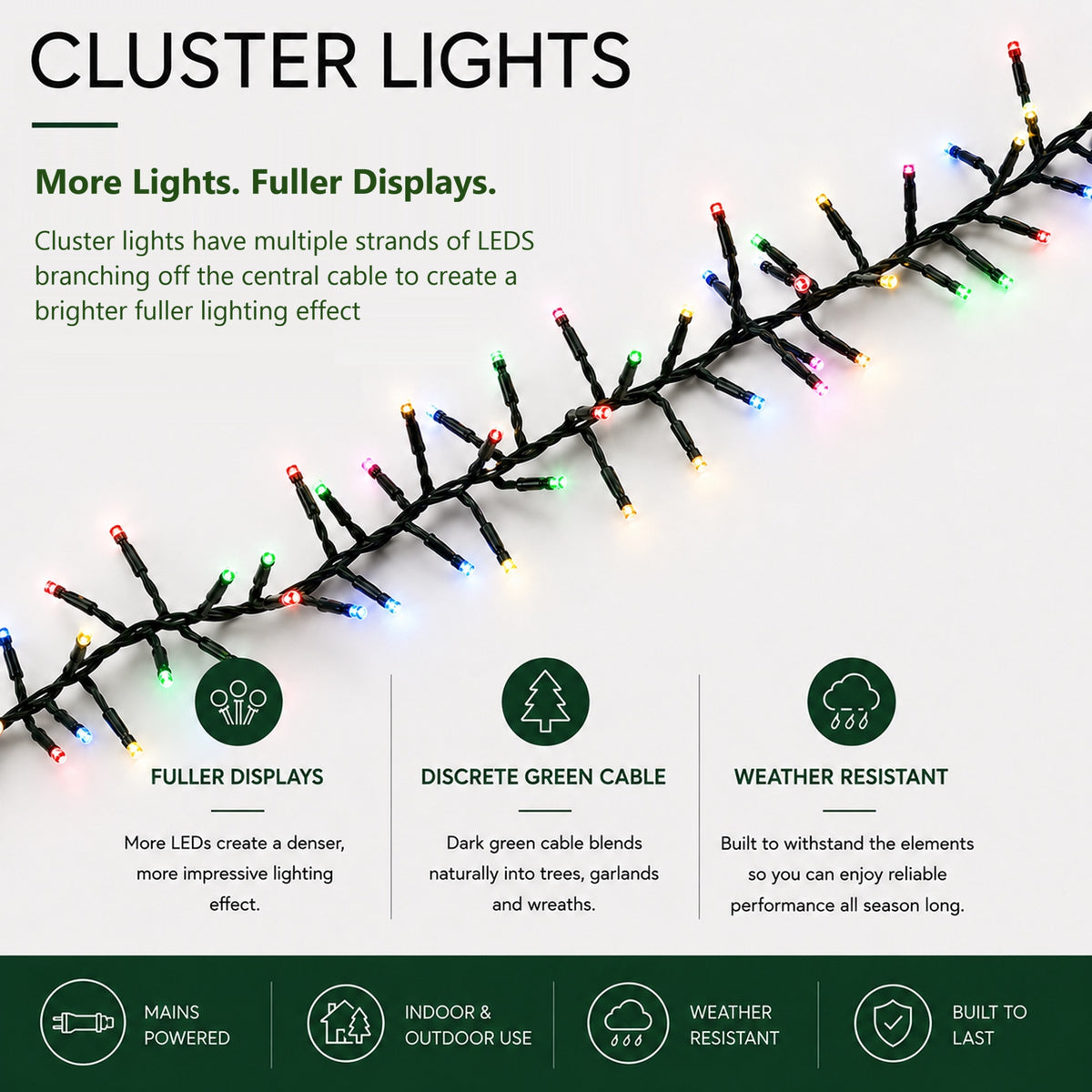 960 Multicolour Multifunction Cluster Lights with Green Cable