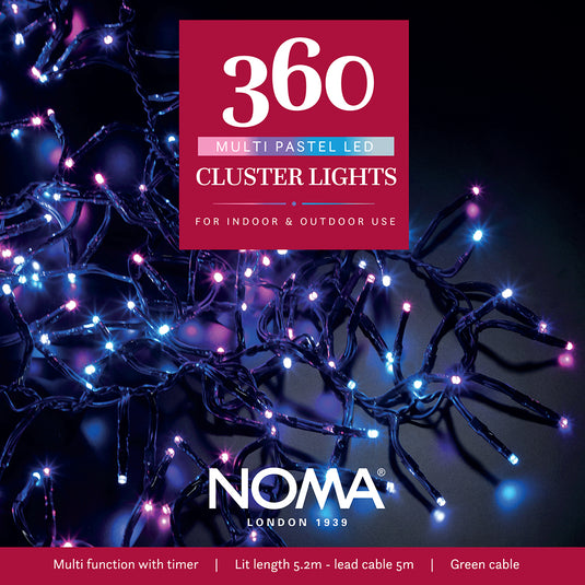 360 Pastel Multifunction Cluster Lights with Green Cable