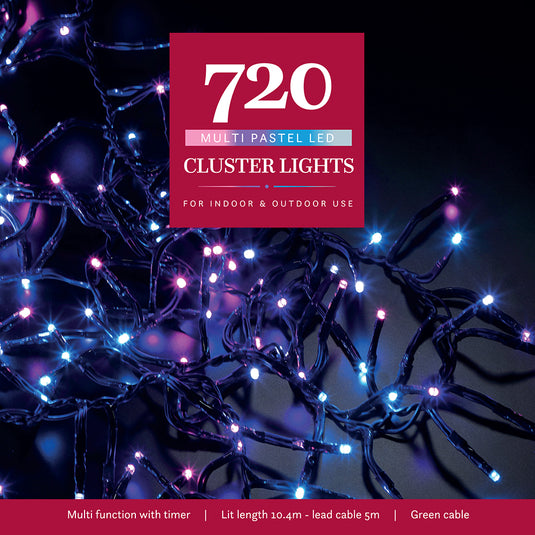 720 Pastel Multifunction Cluster Lights with Green Cable