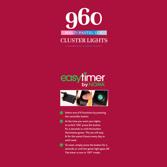 960 Pastel Multifunction Cluster Lights with Green Cable