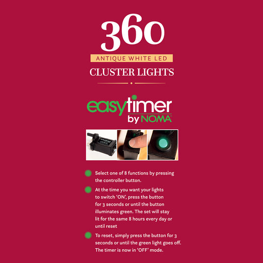 360 Antique White Multifunction Cluster Lights With Green Cable