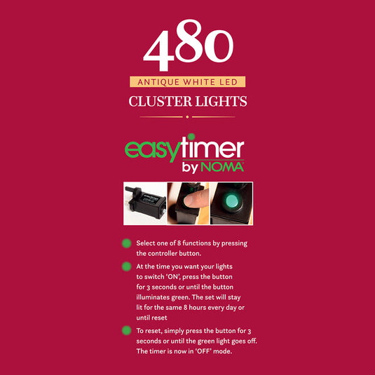 480 Antique White Multifunction Cluster Lights with Green Cable