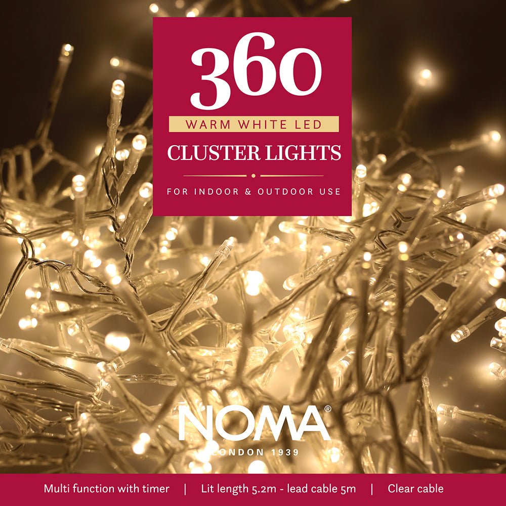 360 Warm White Multifunction Cluster Lights with Clear Cable