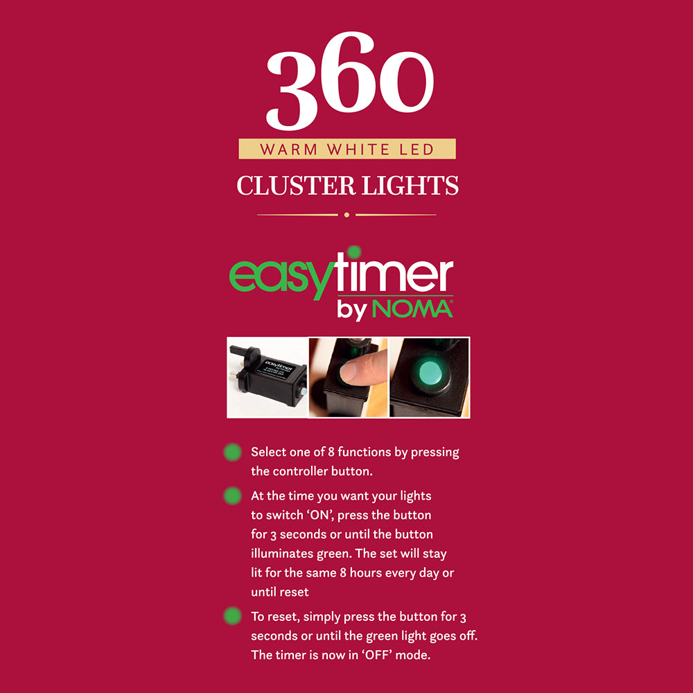 360 Warm White Multifunction Cluster Lights with Clear Cable
