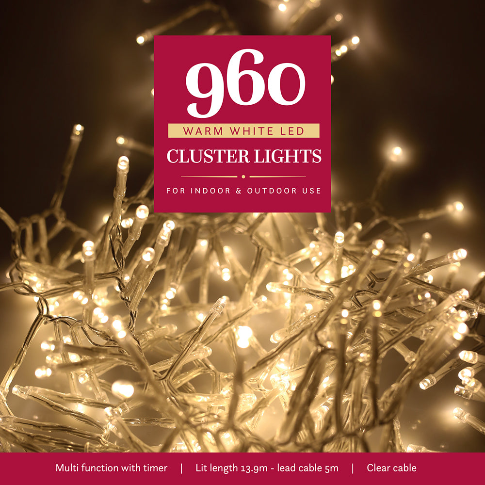 960 Warm White Multifunction Cluster Lights with Clear Cable
