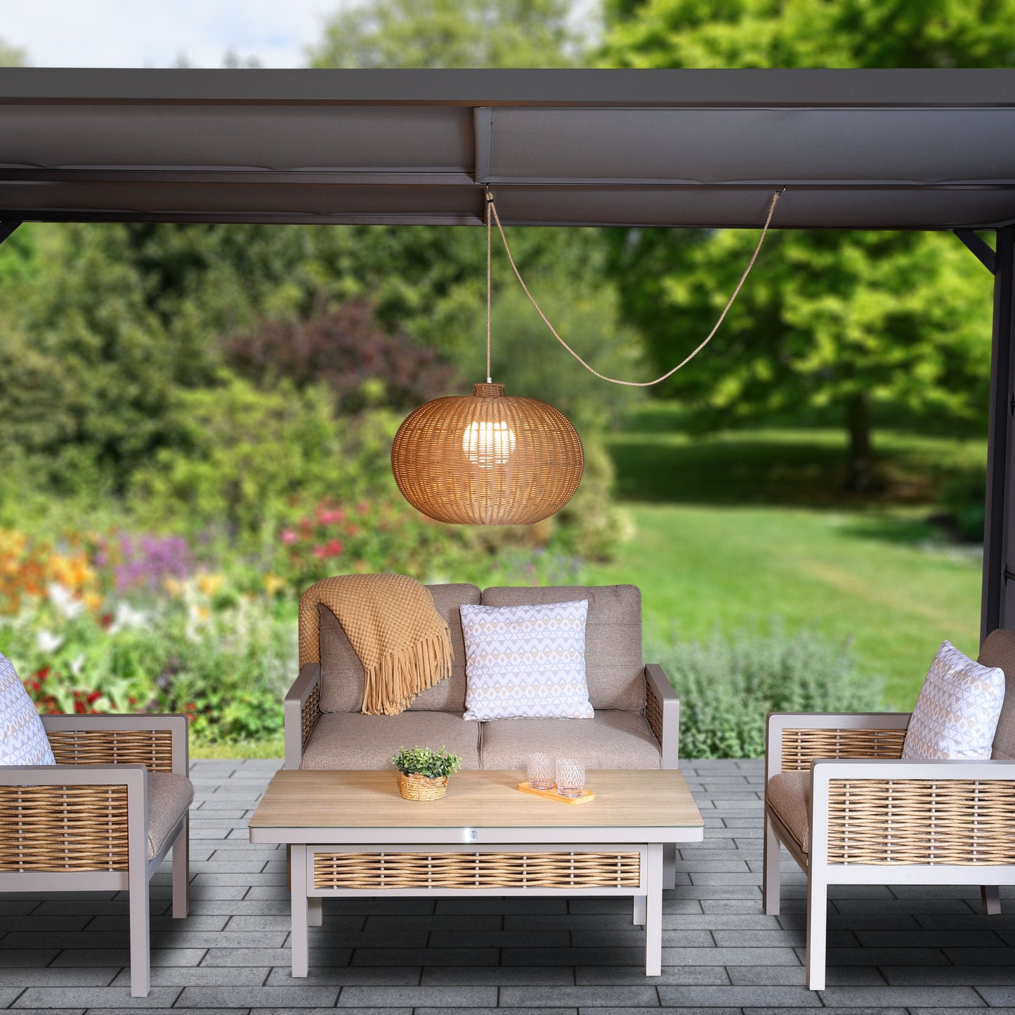 Ravello Sesame Rattan 55cm Pendant Light