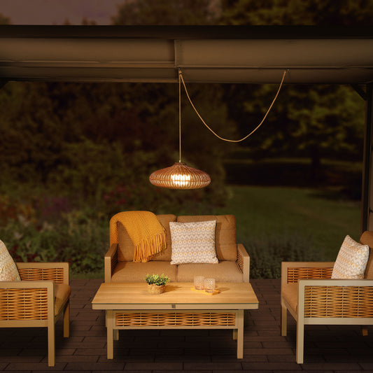 Rimini Sesame Rattan 48cm Pendant Light