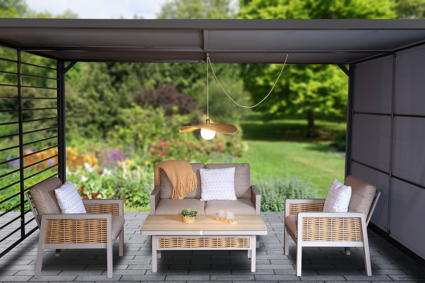 Liguria Sesame Rattan Pendant Light