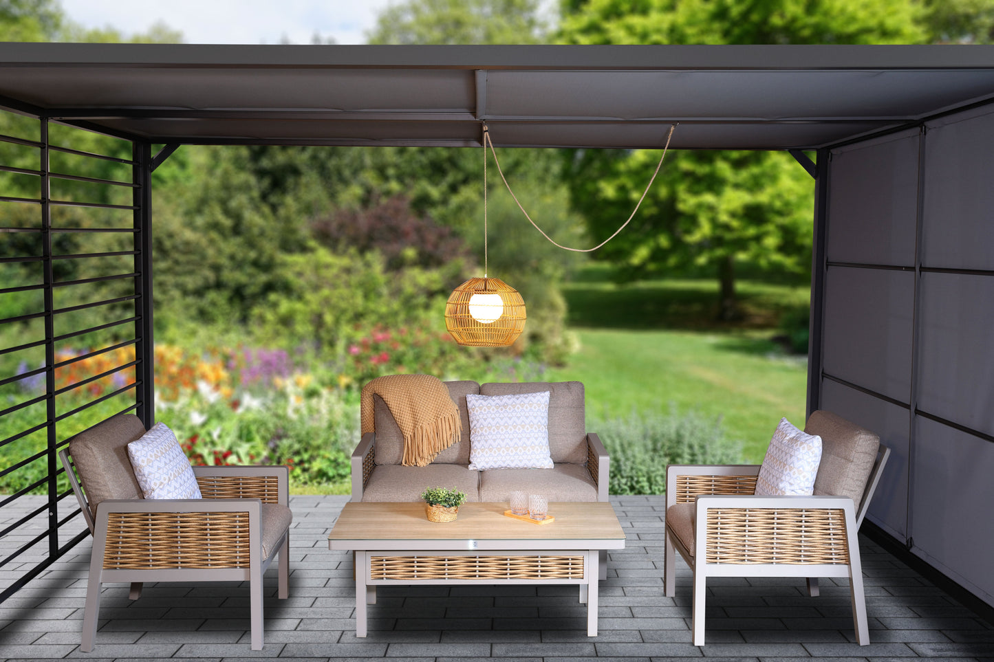 Novara Sesame Rattan Pendant Light