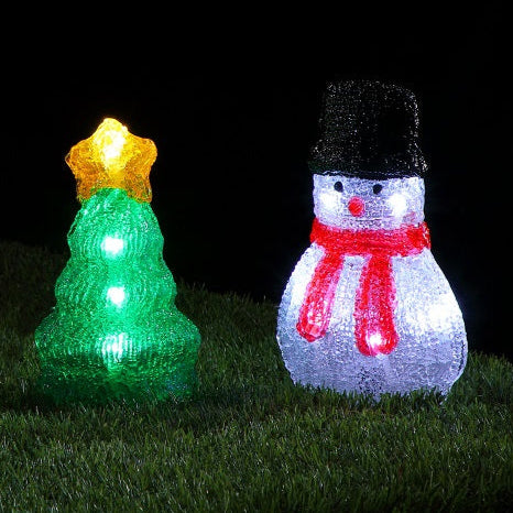 Set of 3 Acrylic Snowman, Santa & Tree Stakes