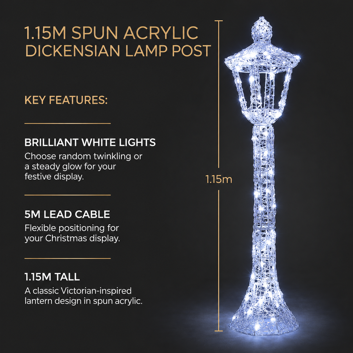 1.15M Spun Acrylic Dickensian Lamp Post