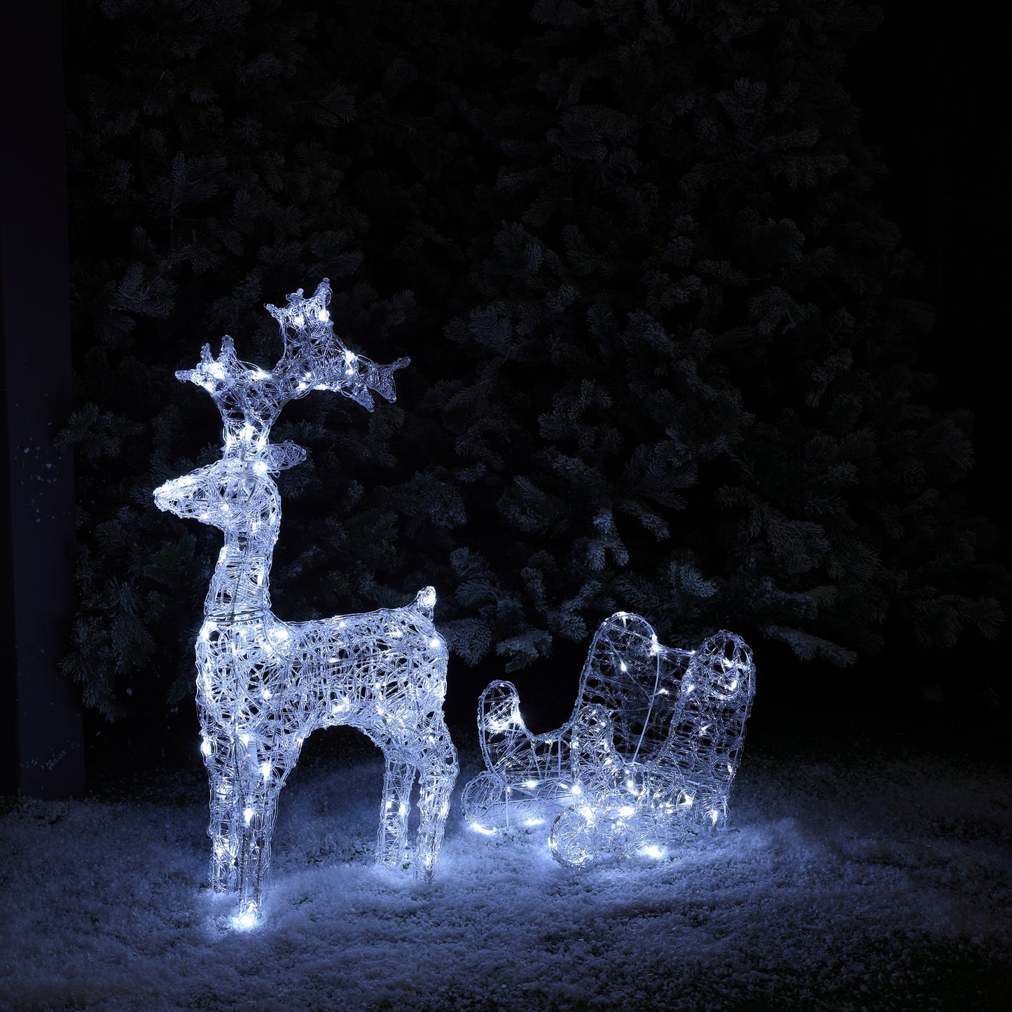 75CM Spun Acrylic Reindeer & Sleigh