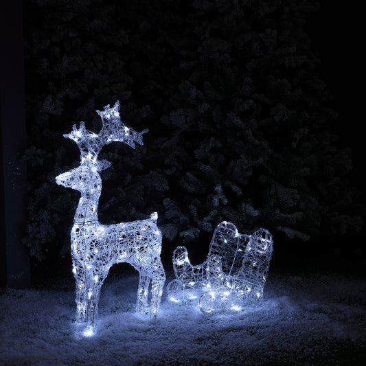 75CM Spun Acrylic Reindeer & Sleigh