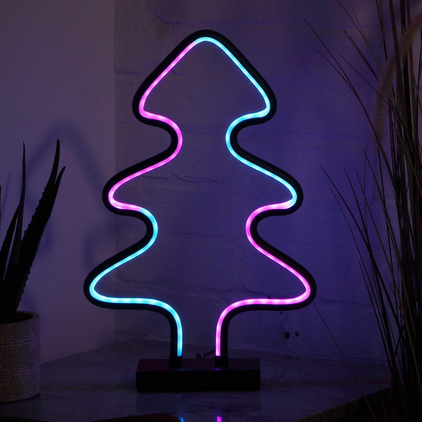 45cm Remote Controlled Digital Neon Black Metal Tree