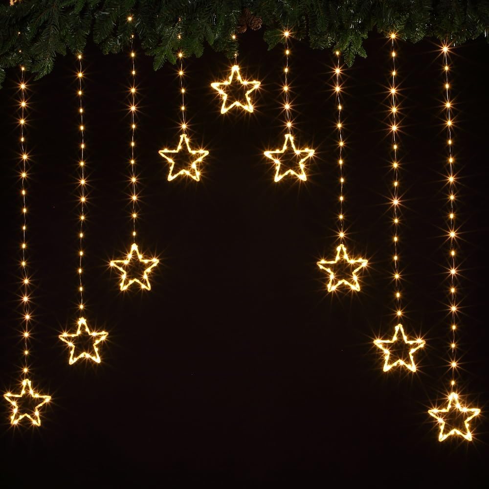 NOMA Warm White Star Wire Curtain Light - 308 LEDs