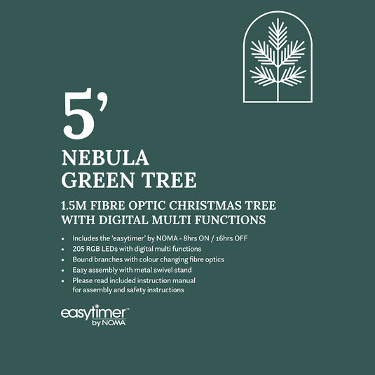 1.5M Nebula Green Tree With Multi-Colour LED Strands