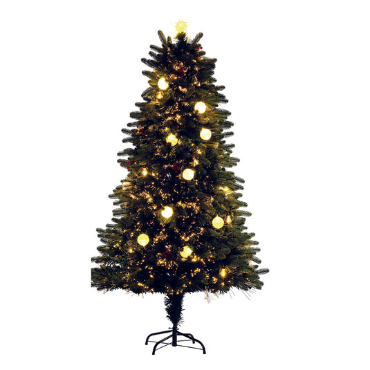 1.2M Snowball Downswept Tree With Red Berries & White Baubles