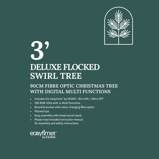 90CM Flocked Swirl Digital Fibre Optic Tree