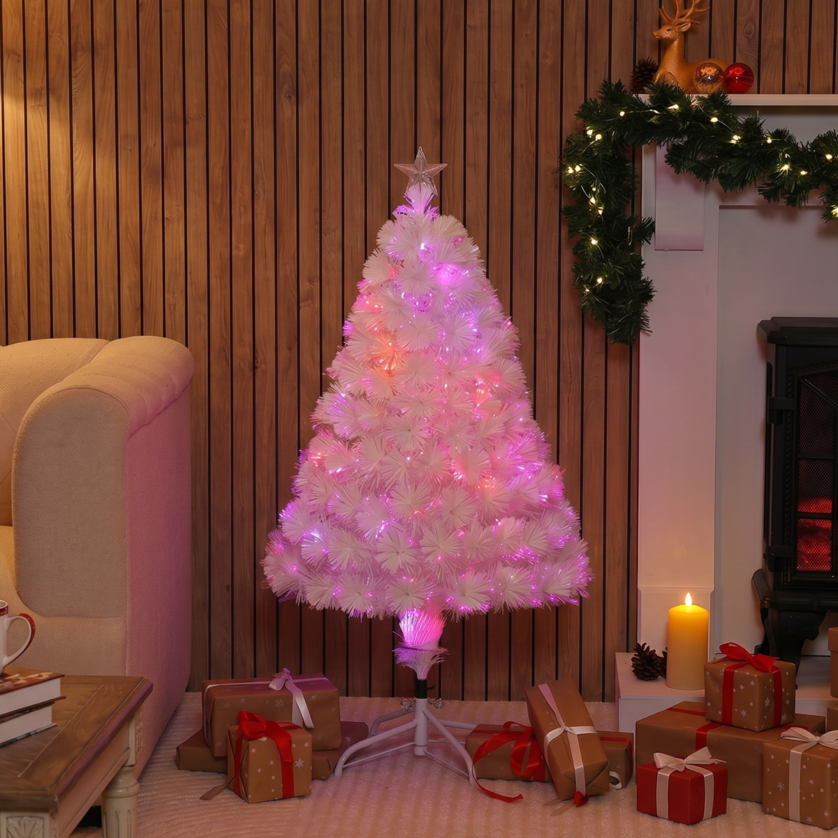 Snow White Carousel Fibre Optic Tree