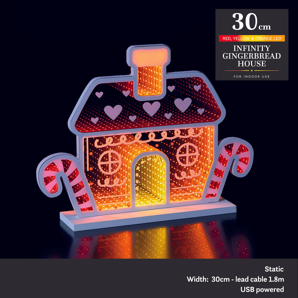 30CM Infinity Gingerbread House With Candy Canes