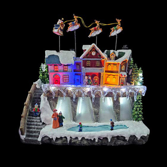 Animated Santa & Ice Ring Festive Scene