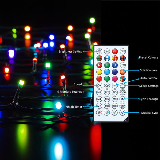 Spectrum Digital Remote Control Decor String Lights (Green Cable)