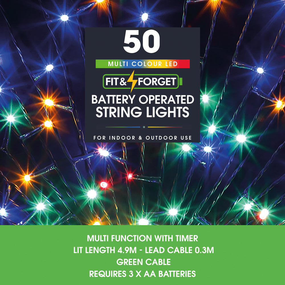 50 Fit & Forget Multicolour Multifunction String Lights